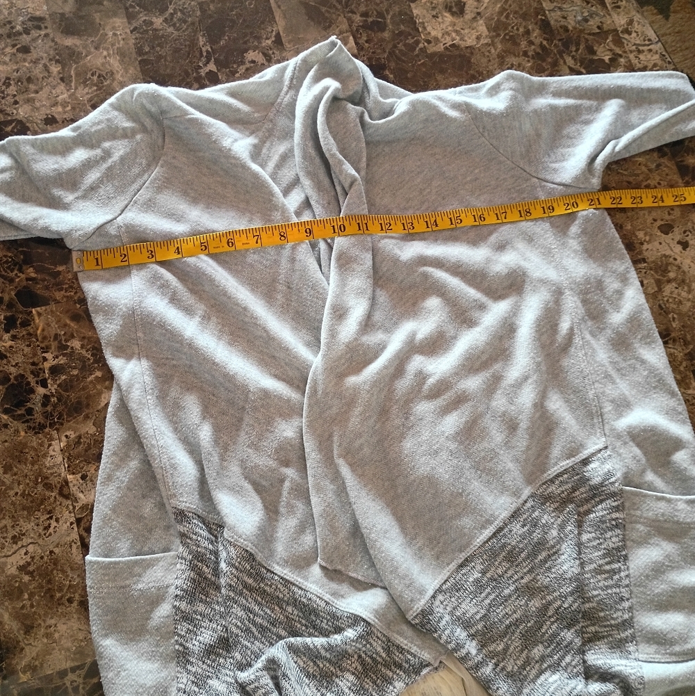 Scrapbook Gray White Cotton Boho Bohemian Open Long Cardigan Sweater - Picture 14 of 16
